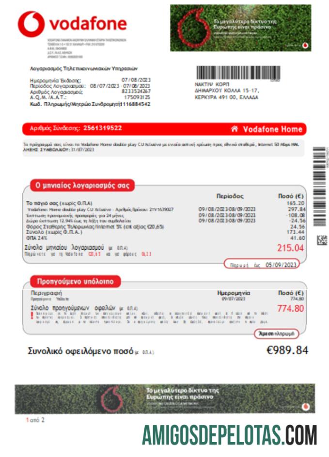 Projeto de lei de serviços públicos da Vodafone Grécia, SCR exemplo